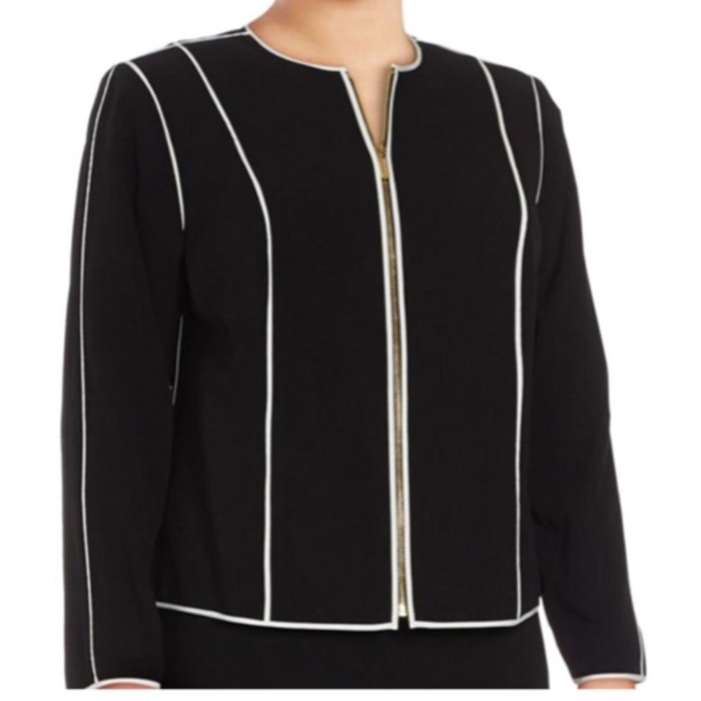 Calvin Klein Black Piped Moto Blazer Shorts Suit
